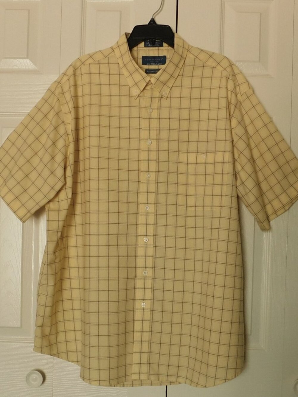 TOWNCRAFT Mens Yellow Checked Button Down Shirt Classic Preppy 2XLT